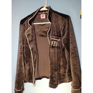 Juicy Couture Womens Black Crushed Velvet Pajama Top Size L